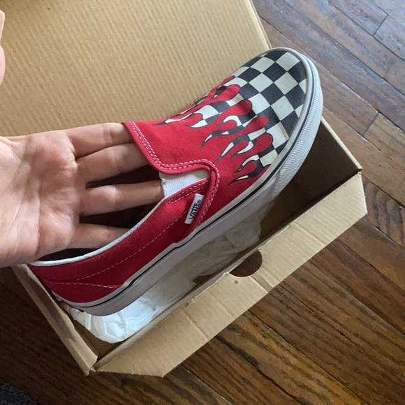 Vans size 5 men 6.5 women slip on red black white - Picture 4 of 7